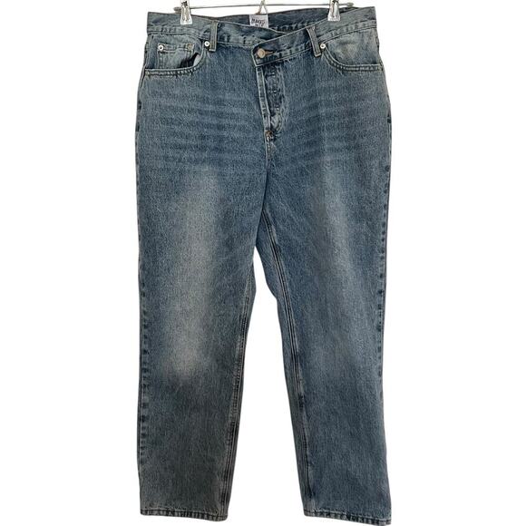 Princess Polly Asymmetrical Medium Wash Jeans Size 10 - Picture 2 of 10